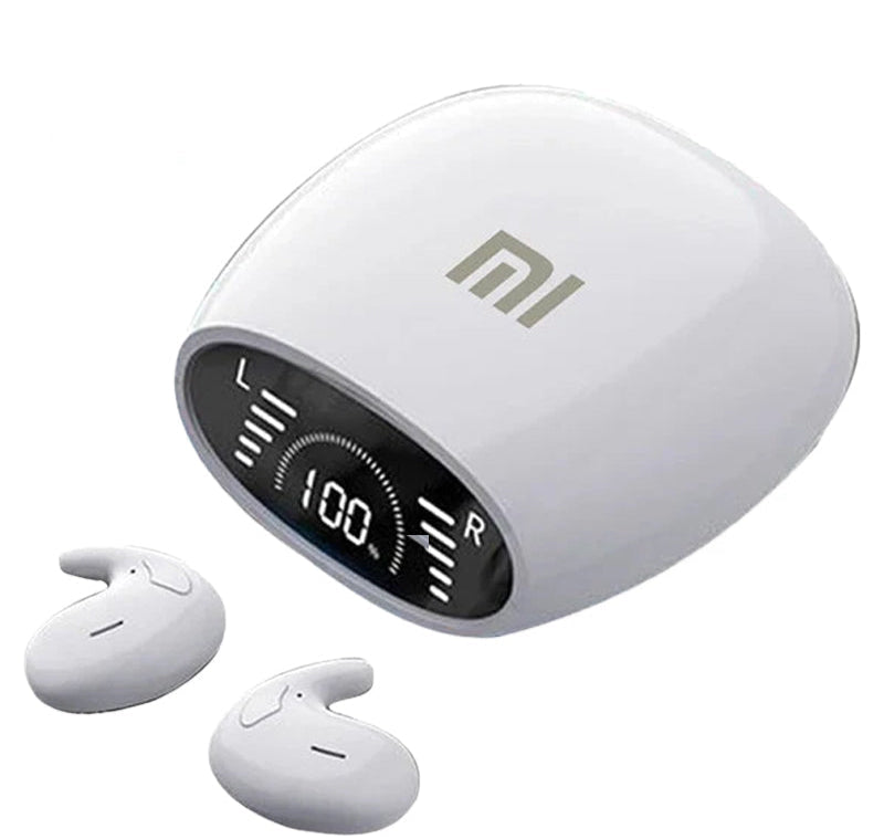Auriculares Bluetooth XIAOMI SLEEP brancos com caixa LED e indicador digital de bateria Auriculares Bluetooth XIAOMI SLEEP brancos com caixa LED e indicador digital de bateria